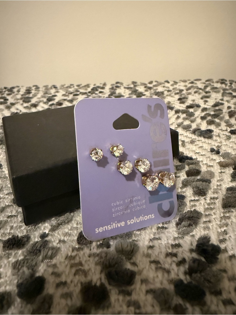 Claire's Gold-Tone Clear Gem Stud Earring Set of 3